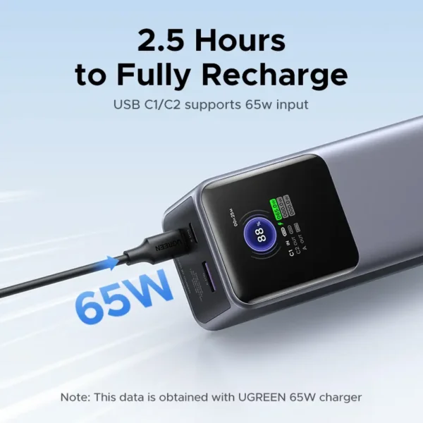 (W) UGREEN 200W 130W 100W Powerbank Nexode 25000mAh Laptop PD 130W Fast Charging for Dell Lenovo MacBook Air Samsung S24 iPhone 16 15 14 13 Pro Max for Pixel iPad Xiaomi Huawei Mobile Phones Power Adapter