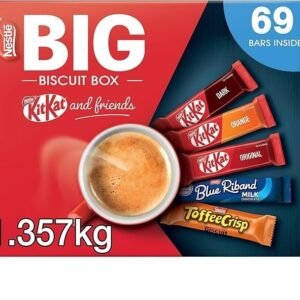 【New User Only】Nestlé Kitkat and Friends Big Biscuit Box  69 x Chocolate Biscuit Bars – KitKat, Blue Riband, Toffee Crisp  Bulk Chocolate Box 1.357kg X2 boxes